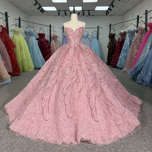 Dy6948 Vestidos de 15 Años, Vestido Rosa de Quinceañera con Lentejuelas, Vestidos de Cumpleaños para Niñas, Escote Corazón, Vestido de Quinceañera, Jancember - Product Image 5