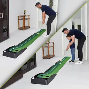 卸売屋内ゴルフパッティングマット、自動ボールリターン機能付き練習マット、3つのボーナスボール付きミニゴルフパタートレーナー