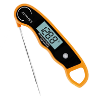 Termometer daging Digital lipat, tampilan LCD tahan air logam makanan memasak memanggang BBQ Oven