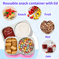 2-delige roestvrijstalen snackbox voor kinderen, BPA-vrij, lekvrij siliconen deksel, bentobox, ruimtethema, peuterlunchbox