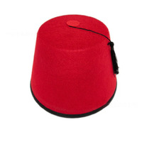 Chapeau Fez Rouge en Gros d'Usine, Chapeau Marocain à Dessus Plat avec Pompon, Chapeau Turc Non Tissé