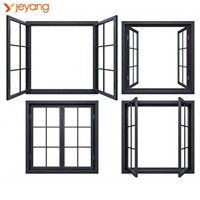 Ventanas Abatibles de Vidrio Fijo JY con Diseño de Rejilla, Aislamiento Térmico, Aluminio, Resistentes a Huracanes, Insonorizadas