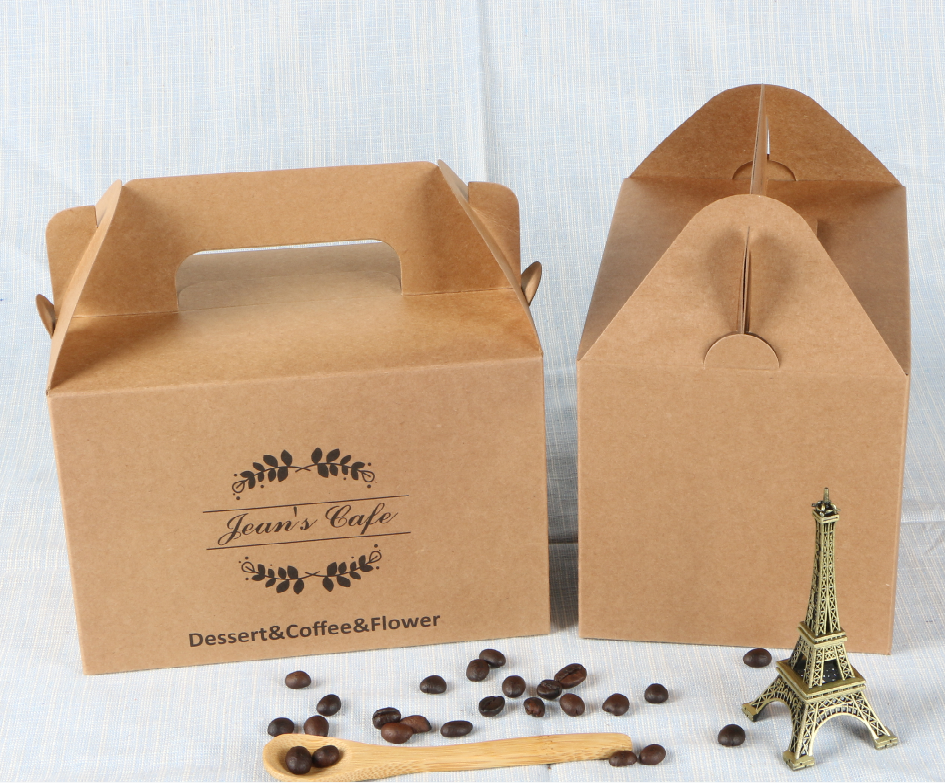 Customized Wholesale Take Away disposable  Paper Food Gable Boxes Paper Container with Logo