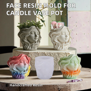 Molde de silicona con forma de rostro de chica irregular para velas, jarrones, macetas, yeso, cemento, decoración DIY - Product Image 2