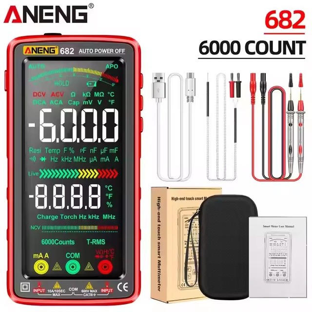 ANENG 682 LCD Digital Multimeter 6000 Count Large Rechargeable Electric Ohm Diode Tester Electrician Tools