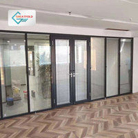 Modern Style Office Conference Room Partition Glass Wall Foldable and Powder Coating Aluminum Frame Hidden Design