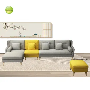 Di alta qualità di stile europeo forma di L ali baba divano con pouf da huizhou