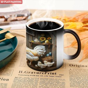Blank <b>Ceramic</b> <b>Mug</b> 11oz Heat Activated Color Changing Sublimation Cup With Chicken Farm Design - Product Image 5