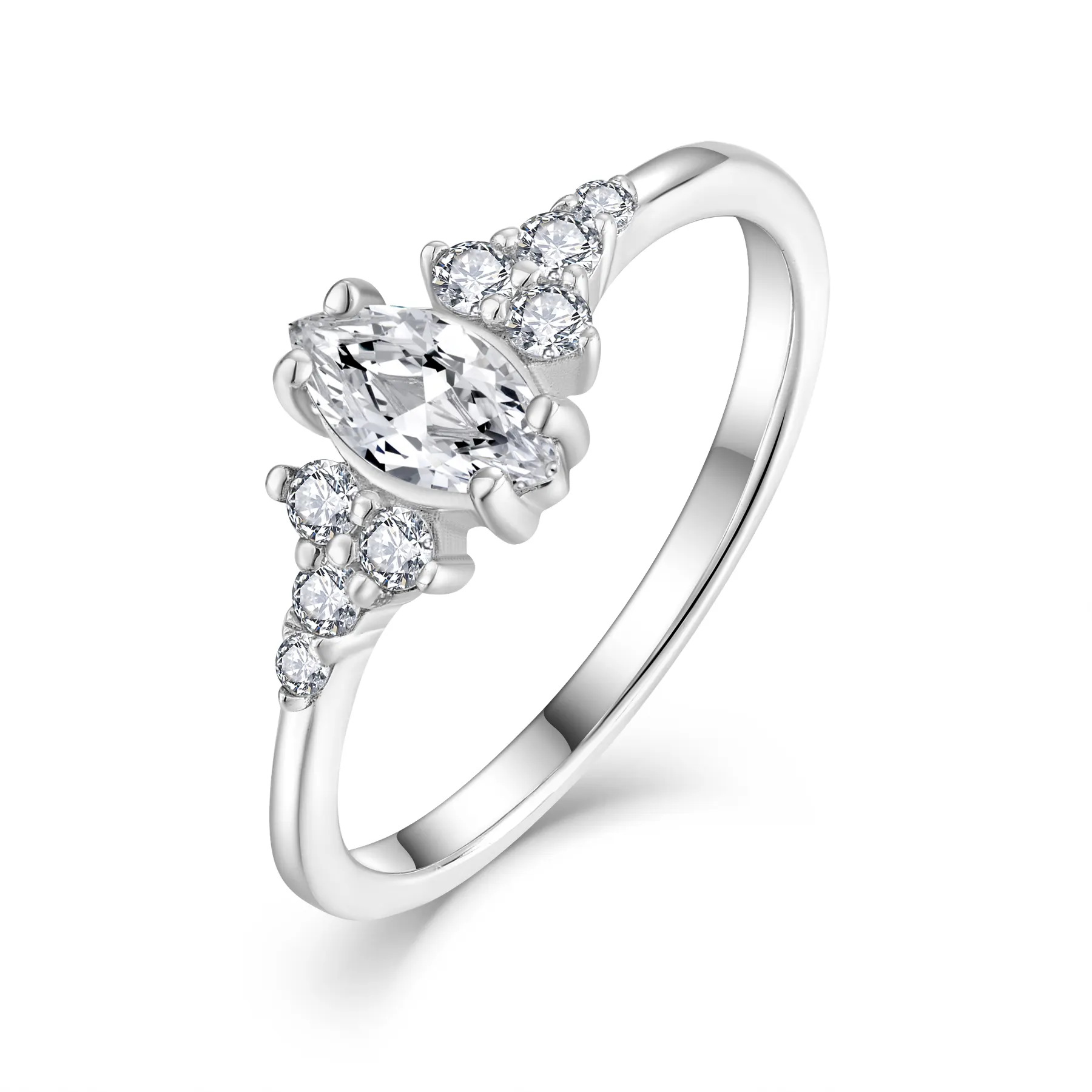 Qingxin Fine Jewelry Custom Oem 925 Sterling Silver Engagement Wedding Diamond Gemstone Women's Fashion Rings