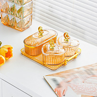 Nouvelle assiette à collation ronde transparente avec couvercle en plastique, style nordique, luxe léger, pour fruits et usage domestique