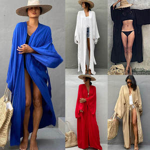 2025 donna allenta il Cardigan intero <span class=keywords><strong>lungo</strong></span> in Rayon <span class=keywords><strong>Pareo</strong></span> per la protezione solare da spiaggia per le vacanze al mare costume da bagno Bikini - Product Image 1