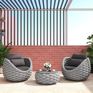 Conjunto de Muebles de Jardín Curvos de Aluminio Moderno PRUNIA, Sofá Modular <span class=keywords><strong>Pequeño</strong></span> Impermeable para Exteriores - Product Image 5