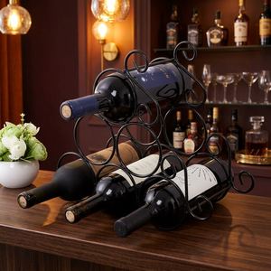 Porte-vin en métal moderne avec une capacité de 6 bouteilles pour la présentation à domicile - Product Image 3