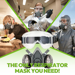 Masque à gaz demi-visage réutilisable OAK HR-02 avec lunettes de sécurité et bouchons d'oreilles, certifié CE, <span class=keywords><strong>filtre</strong></span> à charbon actif remplaçable pour les produits organiques - Product Image 6