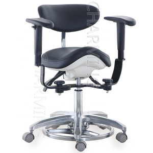 Chaise de microscopie dentaire charmante, tabouret dentaire ergonomique, chaise de selle, tabouret de dentiste avec accoudoirs / tabouret dynamique pour microscope avec commande au pied - Product Image 1