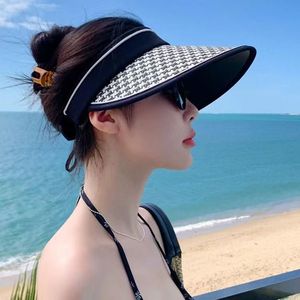 หมวกบังแดดสไตล์เกาหลีสำหรับผู้หญิงปีกกว้างลายฮาวด์ทูธป้องกันแสงแดดกลางแจ้งแฟชั่นหญิงฤดูใบไม้ผลิฤดูร้อน - Product Image 2