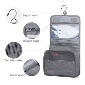 Échantillon Gratuit - Trousse de Toilette de Voyage Unisexe Imperméable à Suspendre, en Polyester avec Fermeture Éclair, Design Simple et Portable pour Cosmétiques et Maquillage - Product Image 3