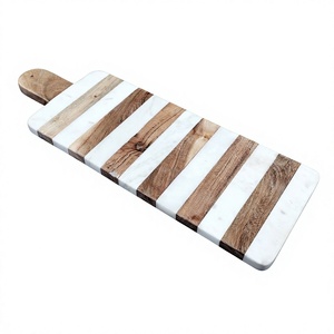 Tabla de cortar hecha a mano de diseño de lujo, herramientas de cocina, último diseño, tabla de cortar de mármol y madera de 17" - Product Image 1