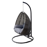 Forme d'oeuf Noir Patio Porche Meubles En Osier Extérieur Jardin Rotin Suspendu Panier Balançoire Chaises avec Support