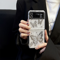 Casing HP Z Flip 6 Butterfly Silver Foil Sequins Flip 7 Fold Ins Style Wanita Zfold8 Korea Zflip5 W24 Flip