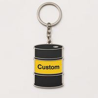 Porte-clés personnalisés en gros de haute qualité, design baril de pétrole, pour promotion de station-service et entreprise pétrolière