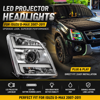 Pour Isuzu D-Max 2007, ensemble de phares personnalisés, projecteurs Bi LED, lentilles avec feux de jour WRGB, commande par application