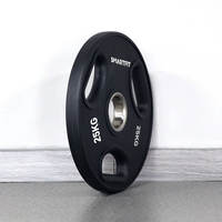 SMARTFIT 3-Grip Pelat Beban Berlapis PU Logo Kustom Latihan Kekuatan Gym Komersial