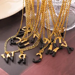 2024 Neu Einfach 316L Edelstahl Tarn-Free A-Z Buchstaben Anhänger-Halsband 18k Pvd vergoldete Buchstaben-Halsband für Damen
