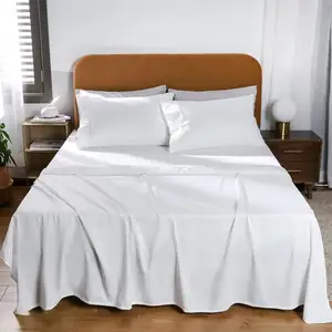 Wholesale Custom Queen Size Hotel Quality Plain Dyed Linen Bed Sheet Ultra Soft Microfiber Multiple Use Flat Sheet