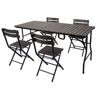Table pliable en plastique, meuble de patio portable d'extérieur, table rectangulaire, pour banquet, restauration, barbecue, pique-nique, camping, pieds