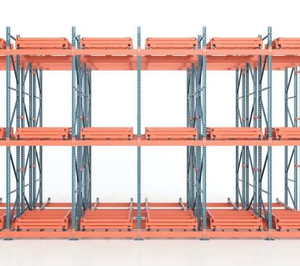 Yüksek Verimli Depolama Deposu İstif Palet Depolama Rafları Sistemi, Tepsi Arabası ile İtmeli Geriye Hareket Eden Mobil Palet Raf Sistemi - Product Image 4