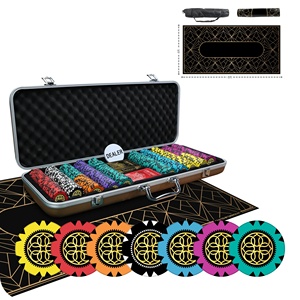 Casinokart Gold Rush Poker Chipset sans dénominations - 300 jetons sans tapis de poker 40mm argile 14g - Product Image 3