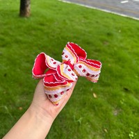 Nouveaux Nœuds pour Cheveux Fille Thème Rentrée Scolaire : Pomme, Bus Scolaire, Imprimé, Perle, Ruban Satiné et Grosgrain, Bord Festonné Moonstitch