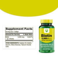OEM ODM Suplemento Biotina Softgels Producto de belleza Soporte Cabello Piel Uña Crecimiento y recuperación para mujeres y hombres