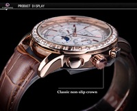 Montre automatique FORSINING FSG329M pour homme, mode, phase de lune, multifonction, mécanique, bracelet en cuir décontracté, avec boîte