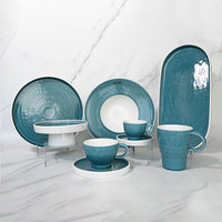 Ensembles d'assiettes design personnalisées Vaisselle en gros Vaisselle bleu poussiéreux Vaisselle d'hôtel de qualité supérieure Assiettes à dîner pour restaurant
