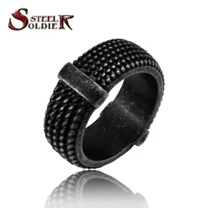 SS8-779R New Trendy Stainless Steel Rock Men's Ring Biker Retro Ring Chain Knitting Ring For Men Personality Retro Jewelry