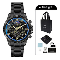 Montre à quartz classique pour homme Gohuos 9809, vente en gros, avec accessoires, résistante à l'eau, en acier inoxydable, avec date luminescente