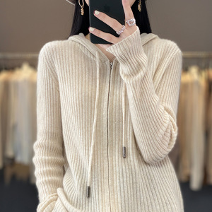 Fabricante de Suéteres de Cashmere 2026, <span class=keywords><strong>Hoodie</strong></span> de Cashmere Personalizado com Logo, <span class=keywords><strong>Cardigan</strong></span> de Cor Sólida, <span class=keywords><strong>Hoodie</strong></span> Tricotado Casual, Jaqueta de Cashmere - Product Image 3