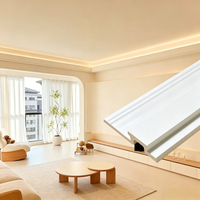 Corniche en plâtre à double bordure finie avec bande LED, sans faux plafond, garniture décorative minimaliste pour salon, installation DIY