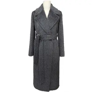 Manteaux d'alpaga à col rabattu de haute qualité manteau d'hiver en laine cachemire long pour femmes