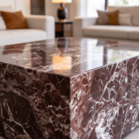 Tables basses modernes en marbre rouge Rosso Levanto, meubles de luxe pour hôtel, salon, ensemble de tables basses, socle bas