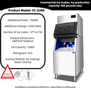 Machine à glaçons cubiques commerciale de 45 kg à 700 livres, refroidissement par air |   Machine à glaçons en acier inoxydable pour supermarchés et présentoirs à fruits de mer - Product Image 3