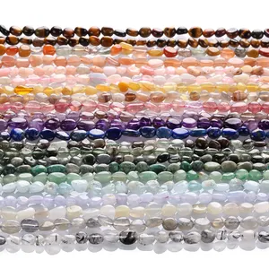 Meihan — perles de pierre précieuse ovale et souple pour la fabrication de bijoux, pierres de lune naturelles, Quartz, Labradorite, taille 6x8mm