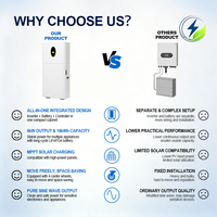 Convertisseur hybride 6KW pour réseau électrique, batterie LiFePO4 16KWh, IP65, 51.2V, système de stockage solaire tout-en-un, montage mural extérieur, AL-MB512628