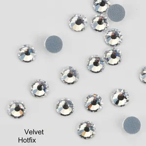 Hot Fix Round White Clear Crystals Gems Glass Stones Hotfix Flat Back Rhinestones