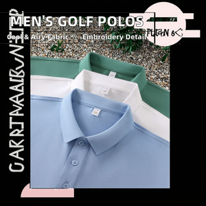 เสื้อกอล์ฟสำหรับผู้ชายผ้าสแปนเด็กซ์/ ผ้าฝ้ายถักกันรอยยับระบายอากาศได้ดีดีไซน์โลโก้ออกแบบได้ตามต้องการ - Product Image 3
