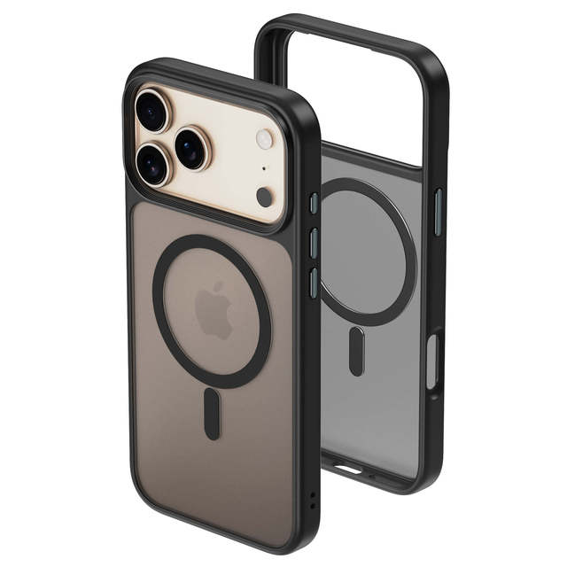 Eco Friendly Premium Magnetic Frosted case PC TPU Metal Keys with Frosted Translucent Back for iPhone 17