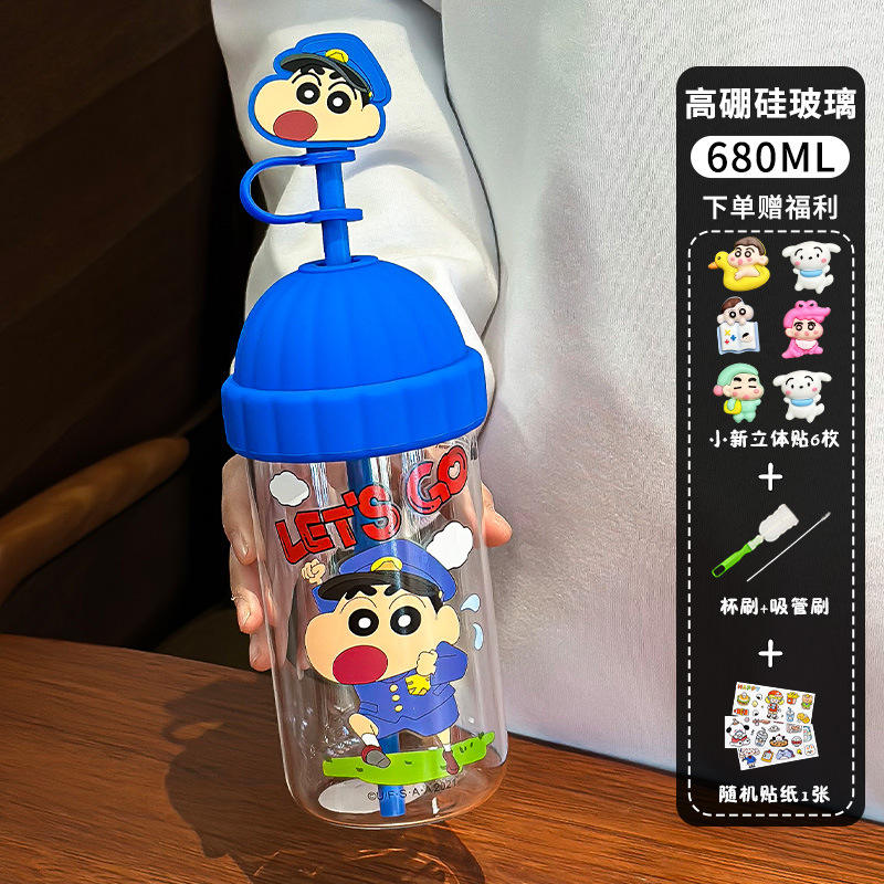 สติกเกอร์ซิลิโคนอ่อนนุ่มสีฟ้า Crayon Shin-chan จำนวน 6 ชิ้น เหมาะสำหรับทำความสะอาดเครื่องมือ