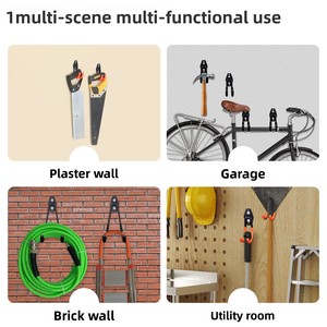 Gancio Moderno Minimalista in Metallo Resistente per Bici e Attrezzi <span class=keywords><strong>da</strong></span> Garage, 2 <span class=keywords><strong>Ganci</strong></span>, Montaggio a Parete con Espansione a Vite, Robusto - Product Image 4